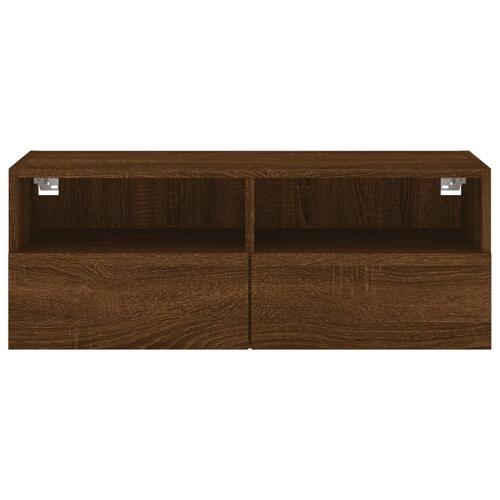 Væghængt tv-bord 80x30x30 cm konstrueret træ brunt egetræ