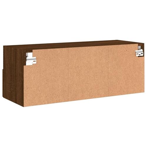 Væghængt tv-bord 80x30x30 cm konstrueret træ brunt egetræ