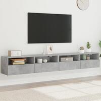 Væghængte tv-borde 2 stk. 100x30x30 cm konstrueret træ betongrå