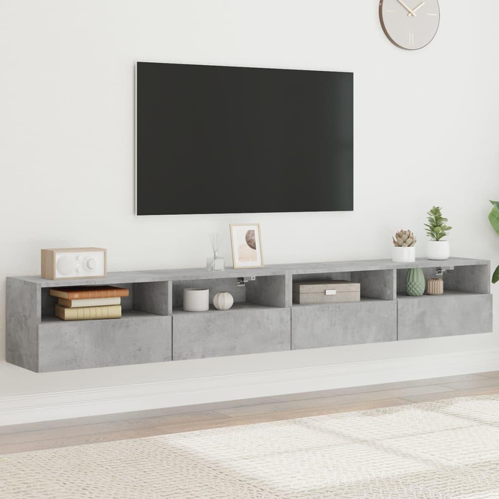 Væghængte tv-borde 2 stk. 100x30x30 cm konstrueret træ betongrå