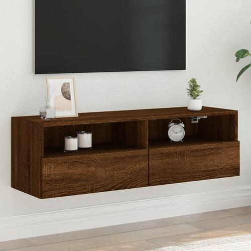 Væghængt tv-bord 100x30x30 cm konstrueret træ brunt eg