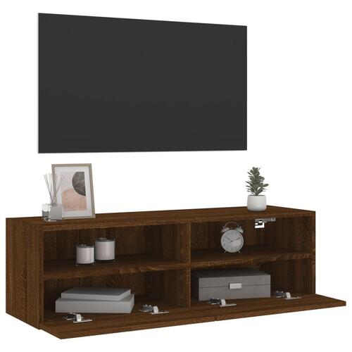 Væghængt tv-bord 100x30x30 cm konstrueret træ brunt eg