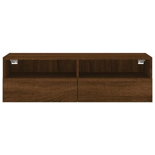 Væghængt tv-bord 100x30x30 cm konstrueret træ brunt eg