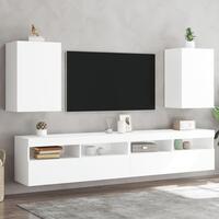 Væghængte tv-borde 2 stk. 40,5x30x60 cm konstrueret træ hvid
