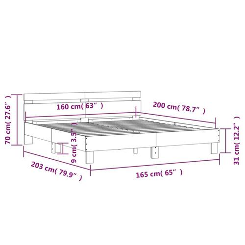 Sengeramme med sengegavl 160x200 cm konstrueret træ hvid