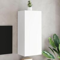 Væghængt tv-bord 40,5x30x90 cm konstrueret træ hvid
