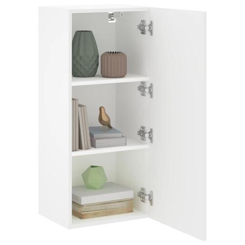 Væghængt tv-bord 40,5x30x90 cm konstrueret træ hvid