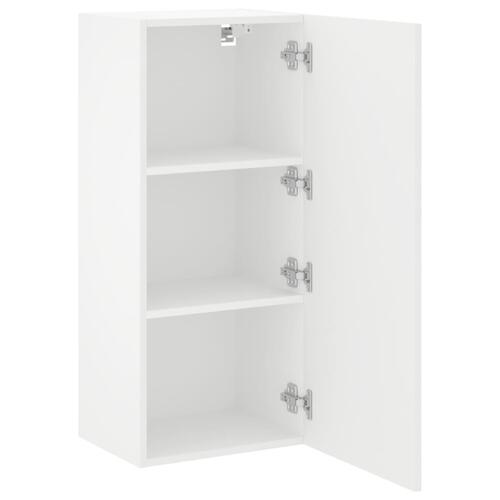 Væghængt tv-bord 40,5x30x90 cm konstrueret træ hvid