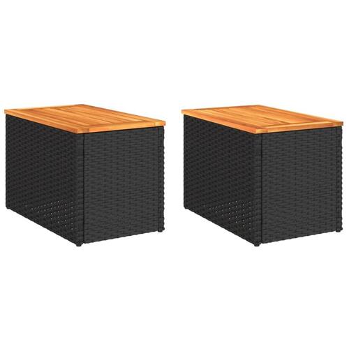 Haveborde 2 stk. 55x34x37 cm polyrattan og massivt træ sort
