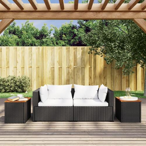 Haveborde 2 stk. 55x34x37 cm polyrattan og massivt træ sort