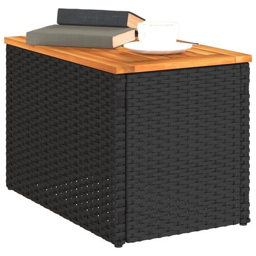 Haveborde 2 stk. 55x34x37 cm polyrattan og massivt træ sort