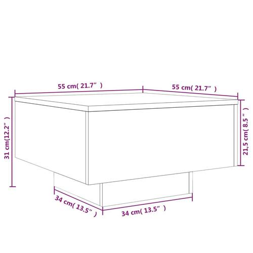 Sofabord 55x55x31 cm konstrueret træ hvid