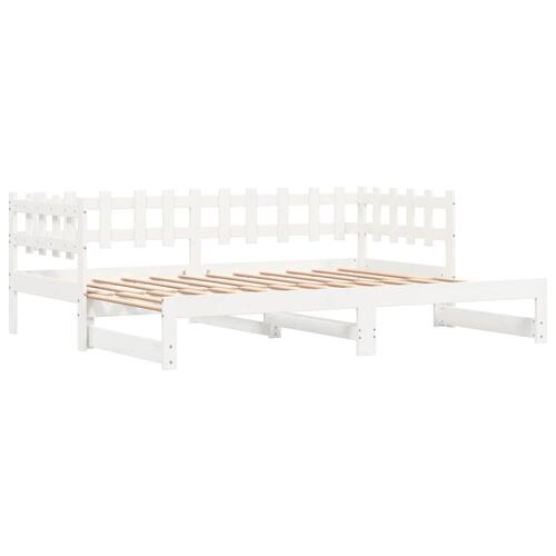 Daybed med udtræk 2x(80x200) cm massivt fyrretræ hvid