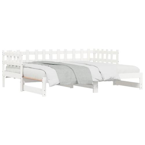 Daybed med udtræk 2x(80x200) cm massivt fyrretræ hvid