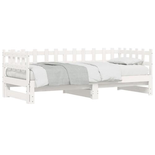 Daybed med udtræk 2x(80x200) cm massivt fyrretræ hvid