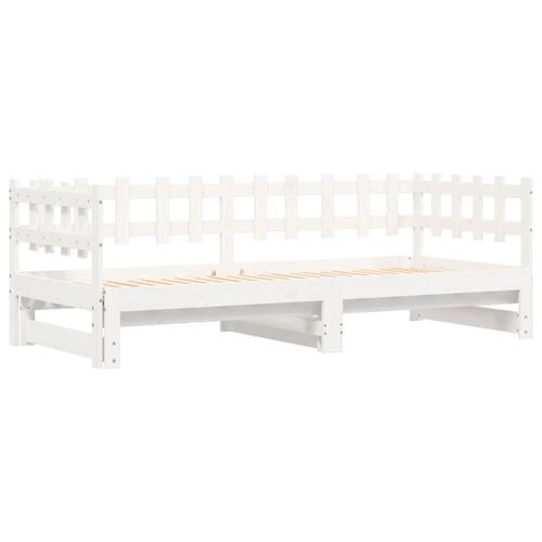 Daybed med udtræk 2x(80x200) cm massivt fyrretræ hvid