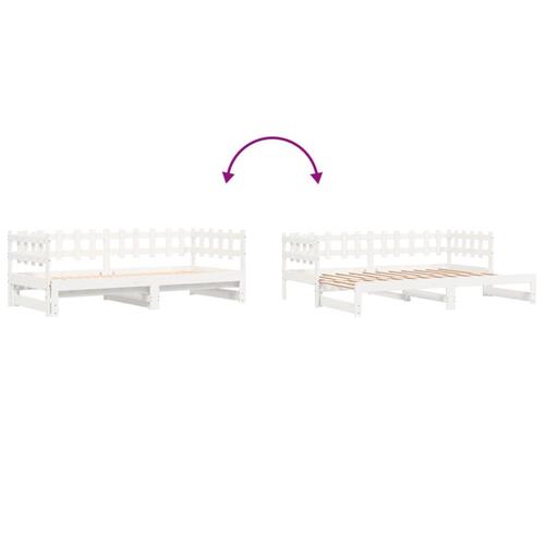 Daybed med udtræk 2x(80x200) cm massivt fyrretræ hvid
