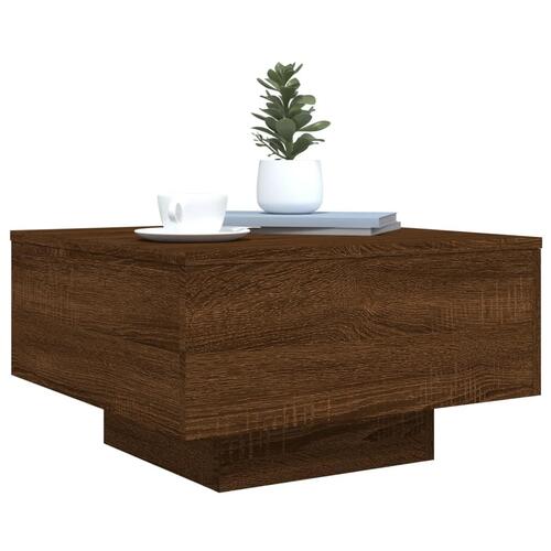 Sofabord 55x55x31 cm konstrueret træ brun egetræsfarve