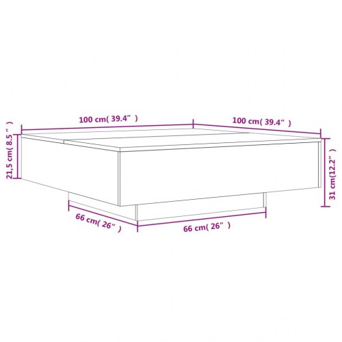 Sofabord 100 × 100 × 31 cm i konstrueret træ - røget sonoma-eg