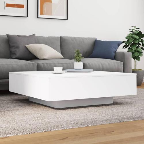 Sofabord med LED-lys 100x100x31 cm hvid