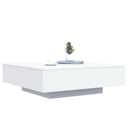 Sofabord med LED-lys 100x100x31 cm hvid