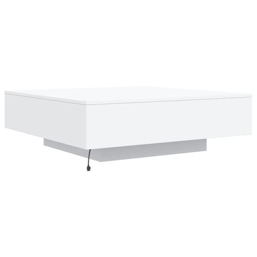 Sofabord med LED-lys 100x100x31 cm hvid