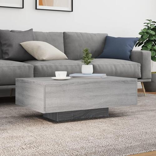 Sofabord med LED-lys 85x55x31 cm grå sonoma-eg