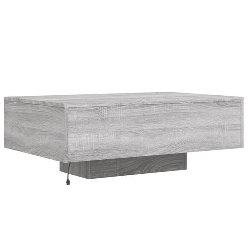 Sofabord med LED-lys 85x55x31 cm grå sonoma-eg