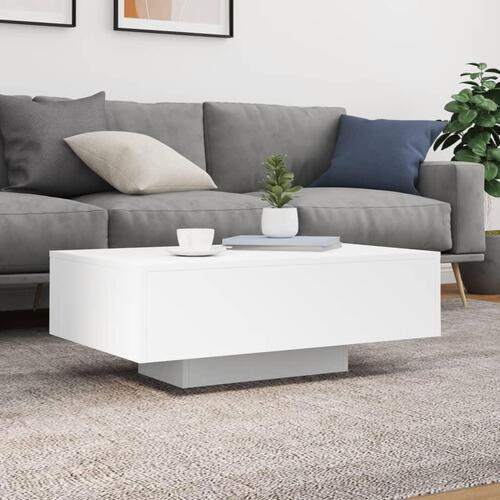 Sofabord med LED-lys 85x55x31 cm hvid