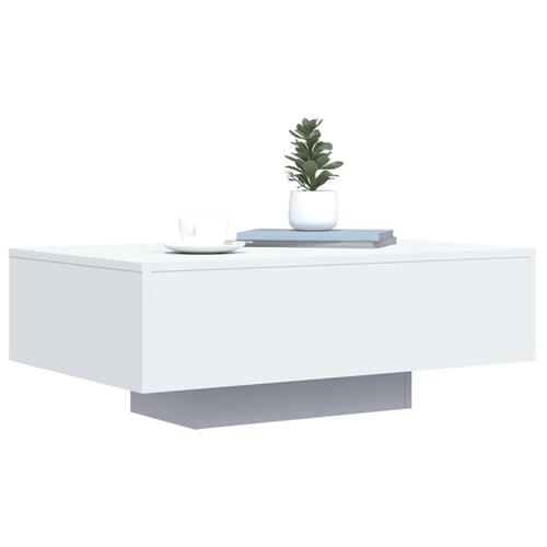 Sofabord med LED-lys 85x55x31 cm hvid