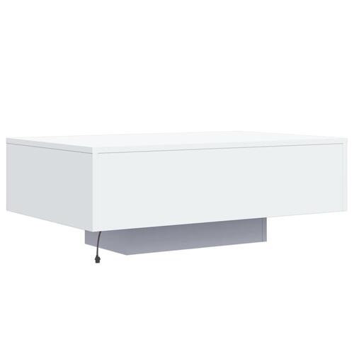 Sofabord med LED-lys 85x55x31 cm hvid