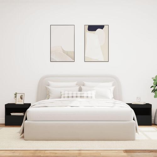 Sengeborde 2 stk. med LED-lys 50x40x45 cm sort