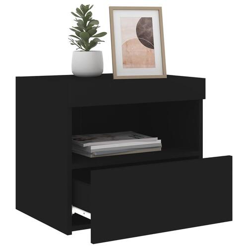 Sengeborde 2 stk. med LED-lys 50x40x45 cm sort