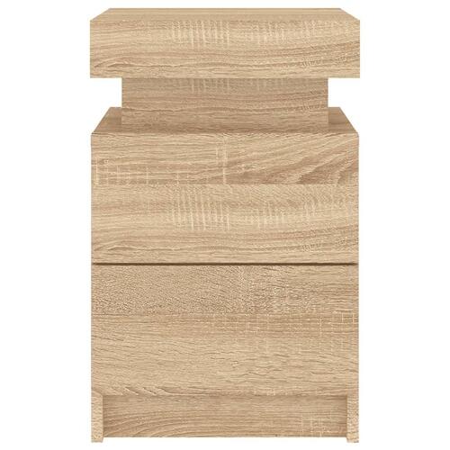 Sengebord med LED-lys 35x39x55 cm sonoma-eg