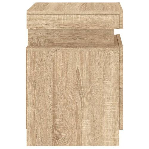 Sengebord med LED-lys 35x39x55 cm sonoma-eg