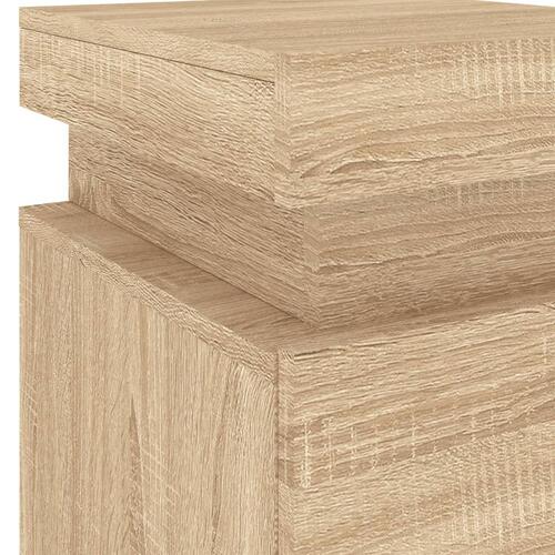 Sengebord med LED-lys 35x39x55 cm sonoma-eg