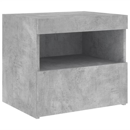 Sengeborde 2 stk. med LED-lys 50x40x45 cm betongrå