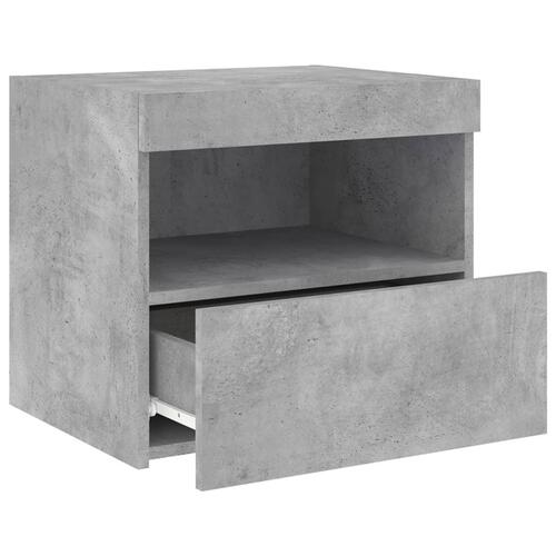 Sengeborde 2 stk. med LED-lys 50x40x45 cm betongrå