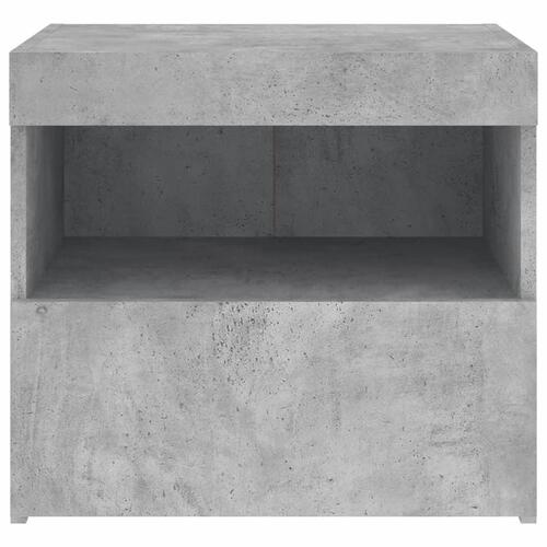 Sengeborde 2 stk. med LED-lys 50x40x45 cm betongrå