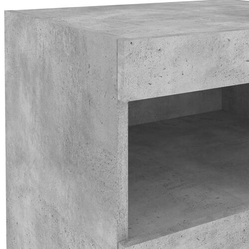 Sengeborde 2 stk. med LED-lys 50x40x45 cm betongrå