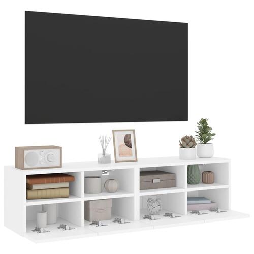 Væghængte tv-borde 2 stk. 60x30x30 cm konstrueret træ hvid