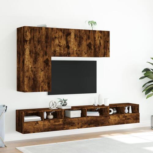 Væghængt tv-bord 60x30x30 cm konstrueret træ røget egetræsfarve