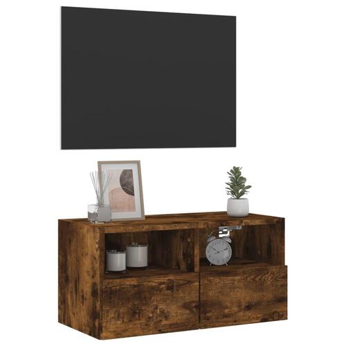 Væghængt tv-bord 60x30x30 cm konstrueret træ røget egetræsfarve