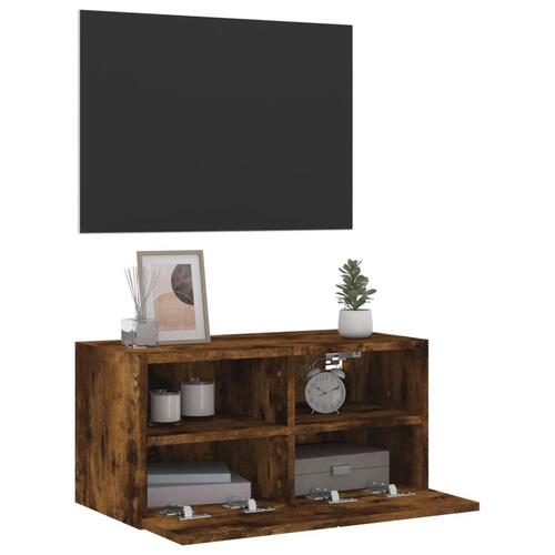 Væghængt tv-bord 60x30x30 cm konstrueret træ røget egetræsfarve