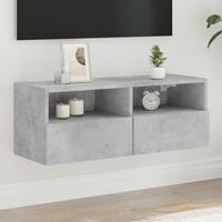 Væghængt tv-bord 80x30x30 cm konstrueret træ betongrå