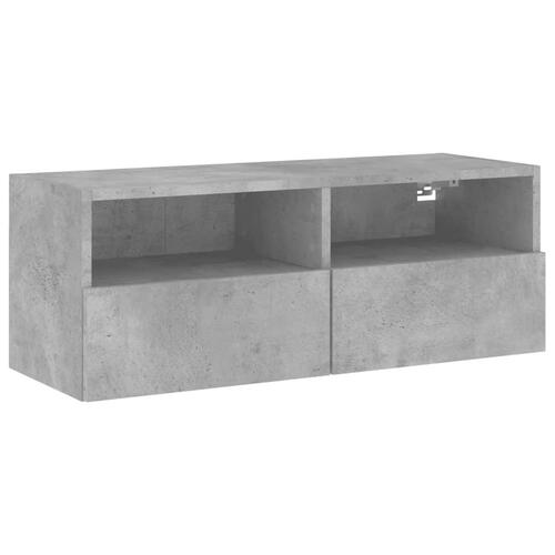 Væghængt tv-bord 80x30x30 cm konstrueret træ betongrå