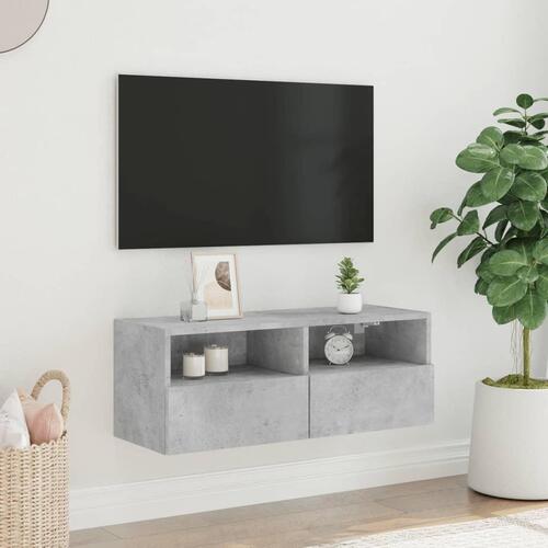 Væghængt tv-bord 80x30x30 cm konstrueret træ betongrå