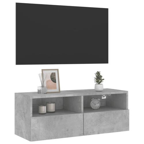 Væghængt tv-bord 80x30x30 cm konstrueret træ betongrå