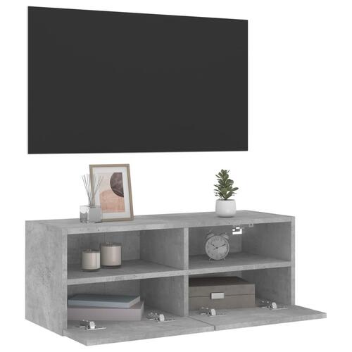 Væghængt tv-bord 80x30x30 cm konstrueret træ betongrå