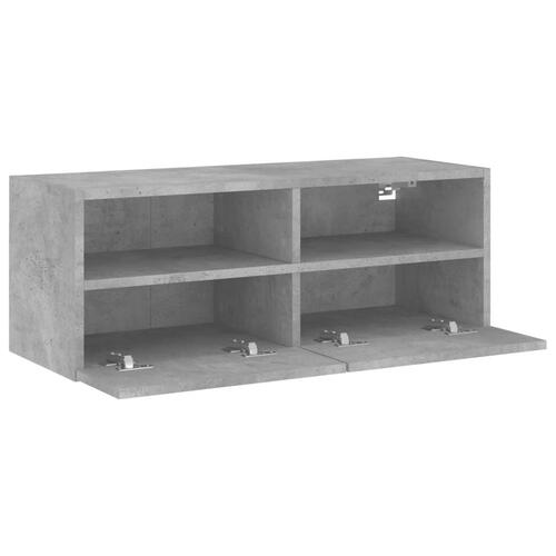 Væghængt tv-bord 80x30x30 cm konstrueret træ betongrå